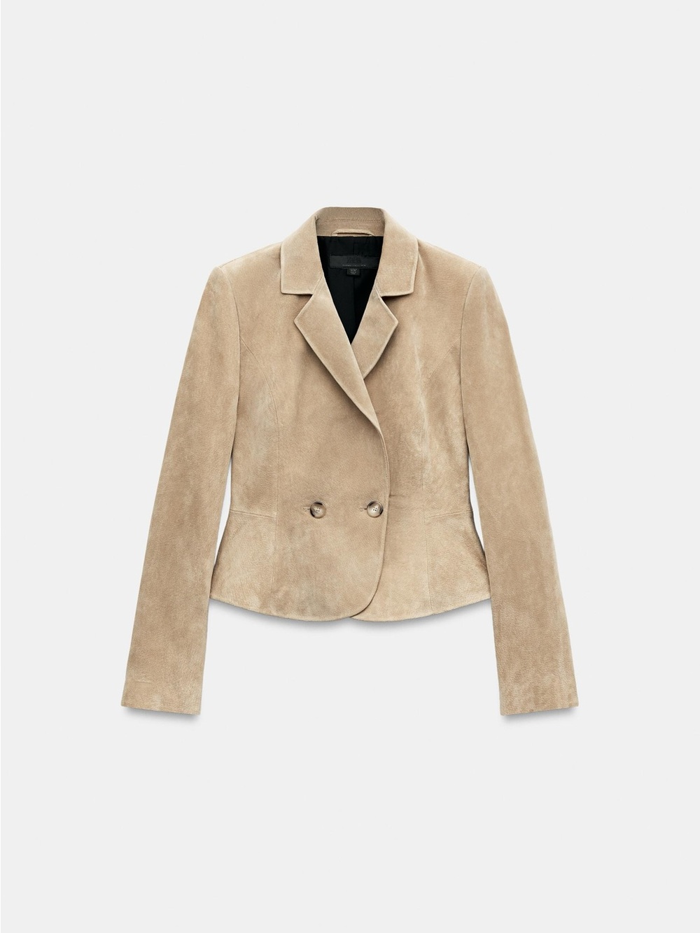 Zara LEATHER CROPPED BLAZER WITH SHOULDER PADS 3046/283/711
